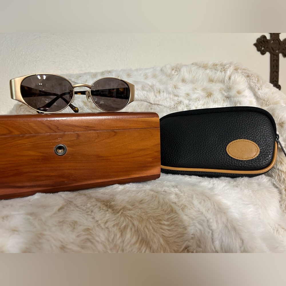 EUC Vintage Celine Sunglasses - Brushed Gold & Tortoiseshell with case